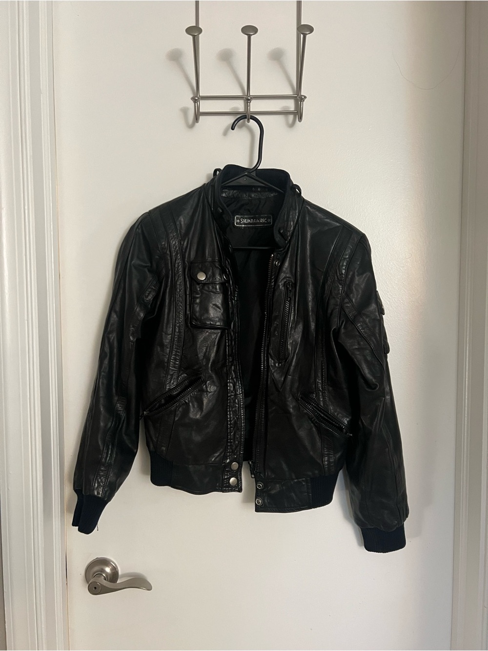 Vintage *genuine leather* bomber jacket womens sm/med
